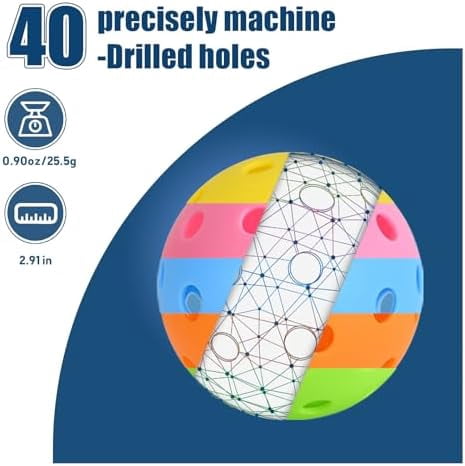 WLIKKS Pickleball Balls 20Pack|40Pack, 40 Holes USAPA Approved Pickleball Balls with Mesh Bag, Perfectly Balanced, High Bounce True Flight, Outdoor Pickleball Balls for Tournament Play