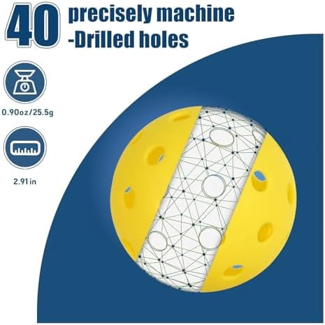 WLIKKS Pickleball Balls 20Pack|40Pack, 40 Holes USAPA Approved Pickleball Balls with Mesh Bag, Perfectly Balanced, High Bounce True Flight, Outdoor Pickleball Balls for Tournament Play