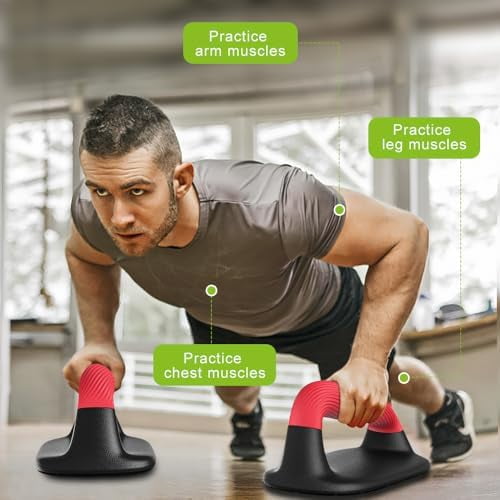 WLIKKS Push Up Bars, Pushup Stands With Thickened Soft Plastic Handle, Stable and Non-Slip Base, Pushup Handles Perfect for Floor Strength Training