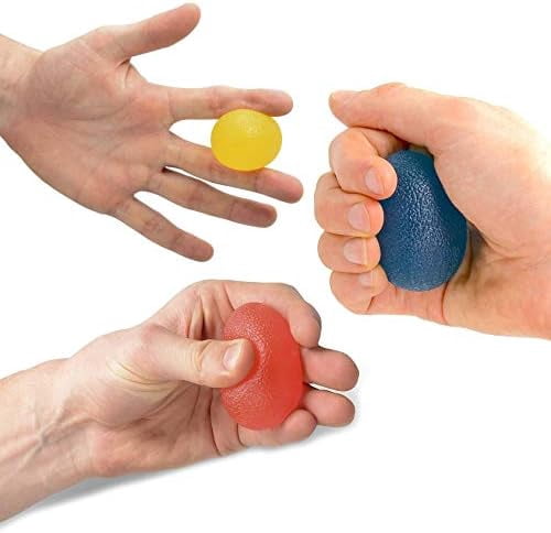 WLIKKS Stress Balls for Adults - 3 Squeeze Balls for Hand Therapy, Stress Relief & Strength - 3 Resistance Levels