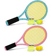 WLIKKS Tennis Racket Set for Children,17 Inch Racquet with 1 Tennis Balls,4 Badminton Shuttlecocks and 3 Soft Balls for Toddler Indoor/Outdoor Sports