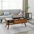 WLIVE Wood Lift Top Coffee Table with Shelves, Hidden Storage and Adjustable Shelf, Ideal for