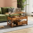 thumbnail image 1 of WLIVE Coffee Table for Living Room, Lift Top Coffee Table with Storage, Small Coffee Table with Hidden Compartment and Steel Frame, Wooden Dining Table with Rising Top, Rustic Brown, 1 of 11