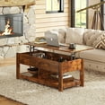 WLIVE Rustic Brown Wooden LiftTop Coffee Table with Hidden Storage