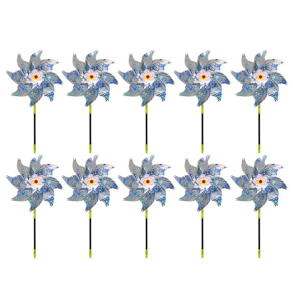 WLIZJ Clearance Sale! Under $10 Reflective Windmill 10 Pack Reflective Pinwheels Sparkly Bird Repellent Windmill (Silver Floral)