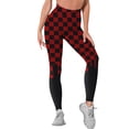 thumbnail image 1 of WLJ Women Contrast Color Checkered Print High Waisted Butt Lift Yoga Leggings, 1 of 4