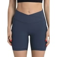 thumbnail image 1 of WLJ Women Cross-Over Butt Lift Ribbed Tummy Control High Waist Yoga Shorts, 1 of 6