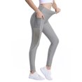 thumbnail image 1 of WLJ Women Solid Color Mesh Splicing Bubble High Waist Leggings With Pocket, 1 of 3