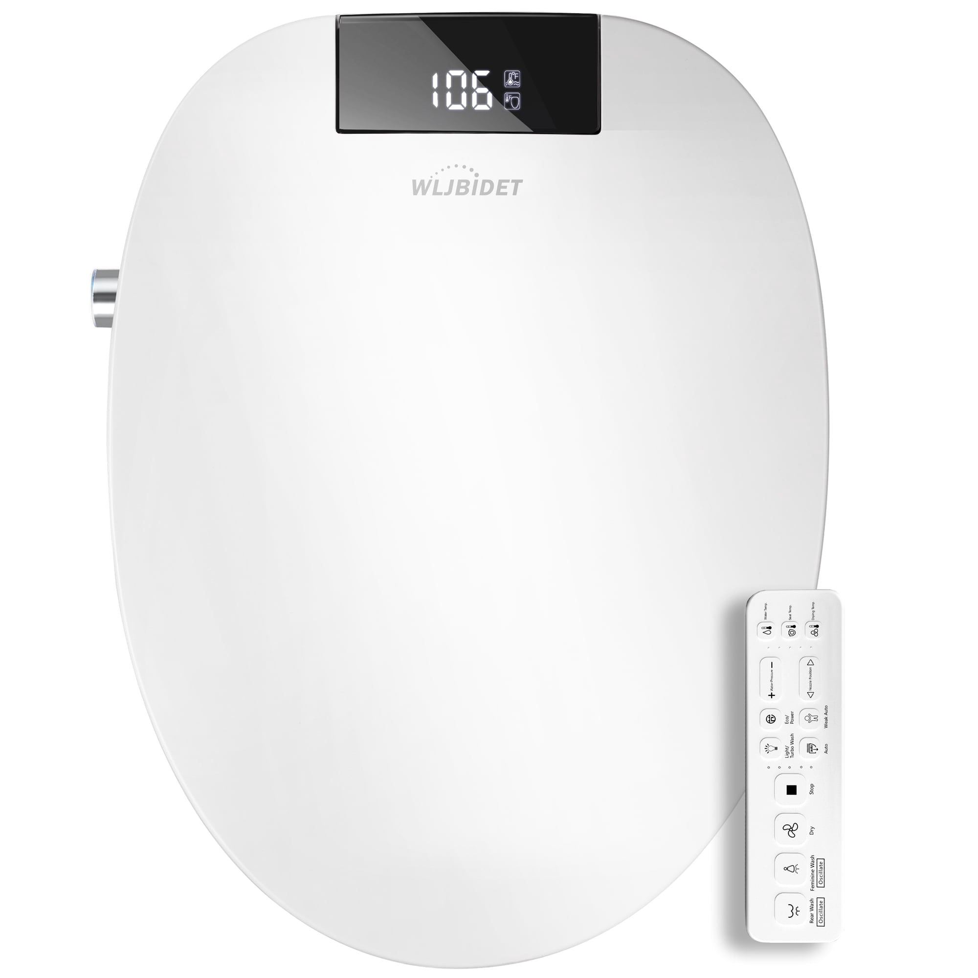 WLJBIDET Electric Bidet with Heated Toilet Seat, Warm Water, Air Drying, Night Light, Remote Control