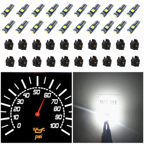 WLJH White T5 74 Led Bulb Dash Lights Kit with PC74 Twist Socket, Dimmable, 20-Pack