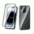 thumbnail image 1 of WLLCAPHA Magnetic Case For IPhone 15/ 14/ 13/ 12/ 11 Pro Max, Magnetic Adsorption Double-Sided Screen Protector Clear Back Metal Bumper Phone Cases Cover, 1 of 9
