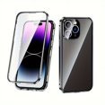 thumbnail image 1 of WLLCAPHA Magnetic Case For IPhone 15/ 14/ 13/ 12/ 11 Pro Max, Magnetic Adsorption Double-Sided Screen Protector Clear Back Metal Bumper Phone Cases Cover, 1 of 9