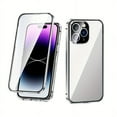 thumbnail image 1 of WLLCAPHA Magnetic Case For IPhone 15/ 14/ 13/ 12/ 11 Pro Max, Magnetic Adsorption Double-Sided Screen Protector Clear Back Metal Bumper Phone Cases Cover, 1 of 9