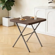 WLLJOY 27 Inch Patio Coffee Folding Table, Firm Utility Square Tea Table, Metal Rust-Proof Frame, for Patio, Garden, Picnic, Outside Portable Brown