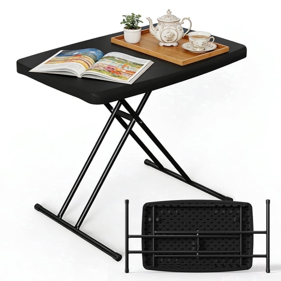 HaiNova Folding TV Tray Table, 30in Height Adjustable TV Tray for Laptop, Heavy Duty Utility Foldable Table for Small Spaces, Black