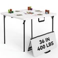 thumbnail image 1 of HaiNova 36in Square Folding Table, Portable Plastic Table with Handle Suitable for Party and Parties Backyard Events, White, 1 of 10