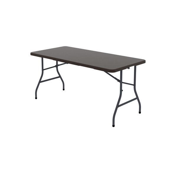 WLLJOY 5ft Folding Table, Portable Heavy Duty Picnic Table with Portable Handle, Durable, Suitable for Dinner, Wedding, Camping, Brown.