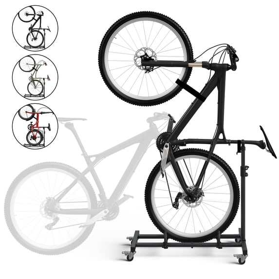 HaiNova Adjustable Height Vertical Bike Stand, Freestanding Bike Rack with Wheels for Garage & Apartment, Safe & Secure, for Wheels Sizes up to 29”
