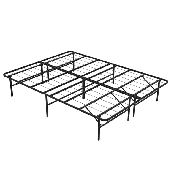 WLLJOY Queen Bed Frame Folding Metal Platform Bed Frame with Heavy Duty and Strong Bearing Capacity, 14 Inches High, Black
