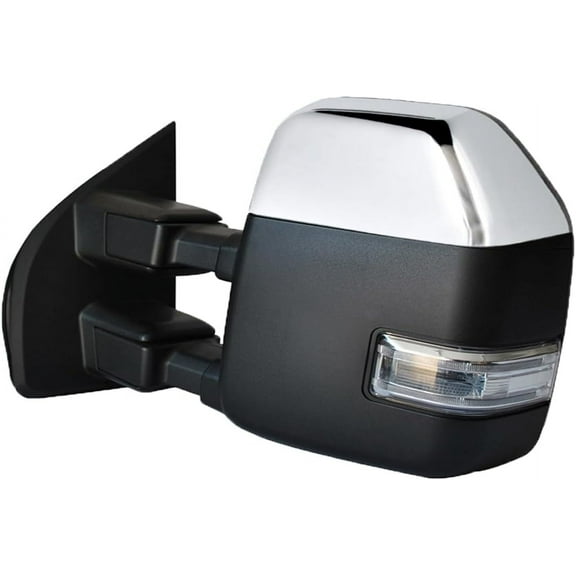 WLLW Driver Left Side Towing Mirror for 2017-2020 Ford F250 F350 F450 F550 Super Duty Power Heated Temperature Sensor Turn Signal Light Spot Auxiliary Lamp Pickup Truck Tow Mirrors Chrome Cap