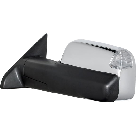 WLLW Driver Left Side Towing Mirrors fit for 2009-2018 Dodge Ram 1500 2500 3500 Pickup with Power Adjusted, Heated, Turn Signal Light, Temperature Sensor, Puddle Lamp, Chrome Cap