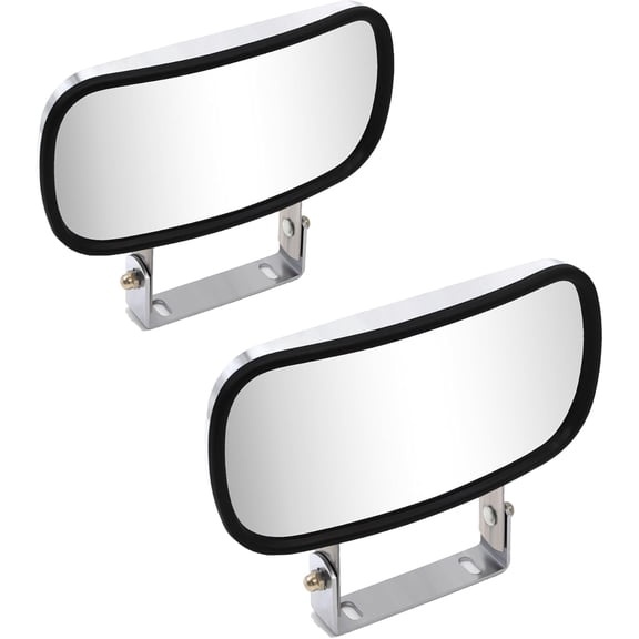 WLLW A Pair Convex Mirror Stainless Steel Rectangular U-Bracket for Cars Trucks Boats Tractors Forklifts Improves Visibility Rear view and Side Mirror Universal Screw Fixed