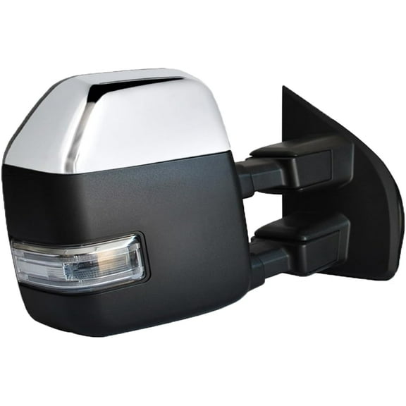 WLLW Passenger Right Sid Towing Mirror for 2017-2020 Ford F250 F350 F450 F550 Super Duty Power Heated Temperature Sensor Turn Signal Light Spot Auxiliary Lamp Pickup Truck Tow Mirrors Chrome Cap