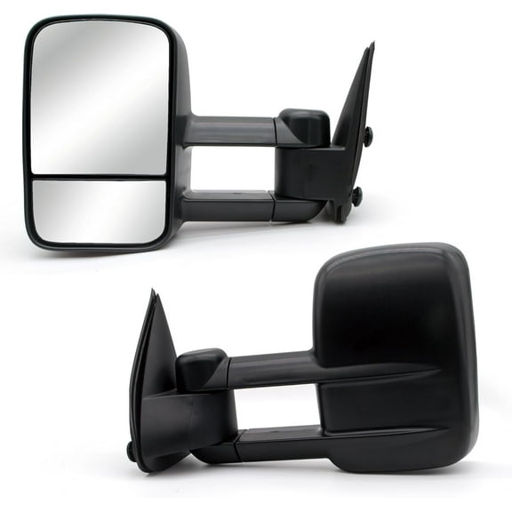 WLLW Towing Mirrors Compatible with 1999-2006 Chevy Silverado 1500 2500 3500 GMC Sierra Yukon Tahoe Manual Adjust Mirror Glass Manual Flip Up Pickup Truck Tow Mirrors LH RH Black