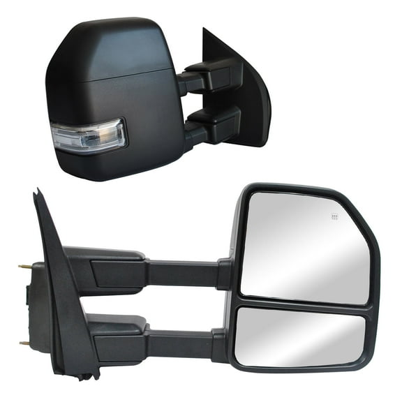 WLLW Towing Mirrors for Ford F250 F350 F450 F-550 Super Duty 2017 2018 2019 2020 With Power, Heated, Temperature Sensor, Turn Signal Light, Spot Auxiliary Lamp Pickup Truck