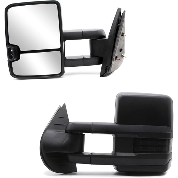 WLLW Towing Mirrors fit for 2007-2014 Chevy Silverado 1500 2500 3500 Suburban GMC Sierra Yukon Tow Mirror Manual Adjustment Glass Manual Telescoping Folding Black A Pair LH RH