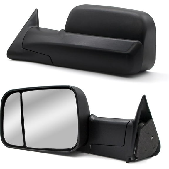 WLLW Towing Mirrors fit for 1994-2001 Dodge Ram 1500 2500 3500 Pickup Truck Manual Adjusted Manual FlipUp Black Housing Tow Mirrors