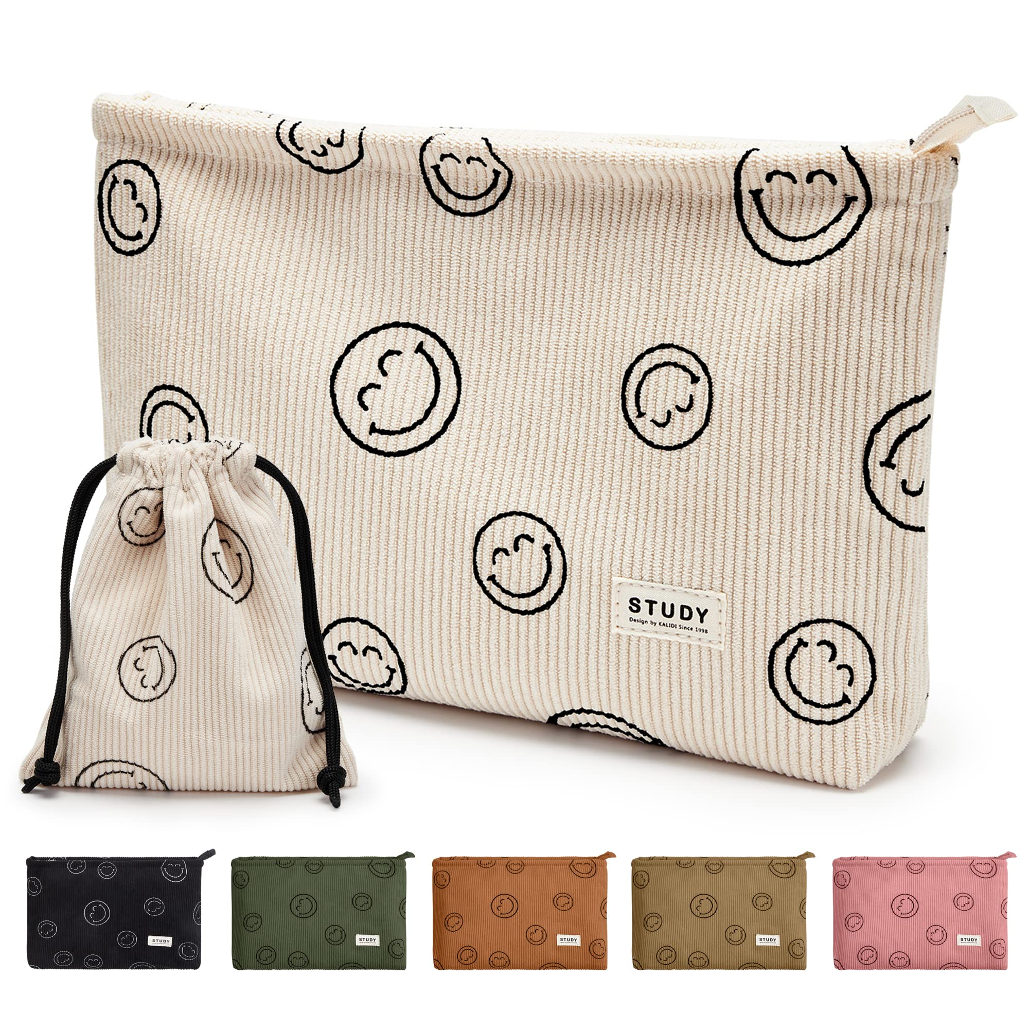 Personalized Corduroy Pencil Case With Name - Large Zipper Pouch Organizer