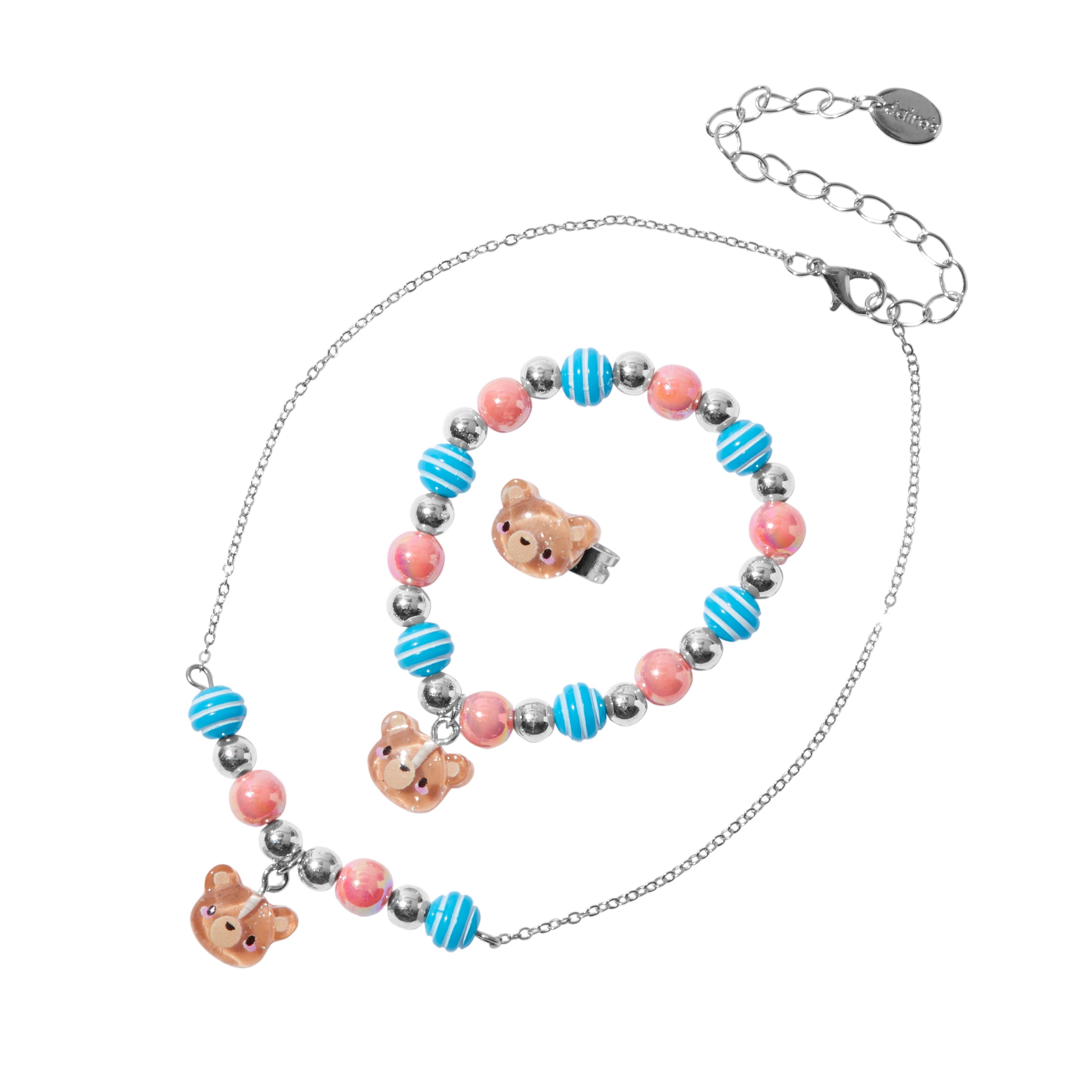 Claire's Girls Teddy Bear Beaded Mixed Piece Jewelry Set, 3-Pack