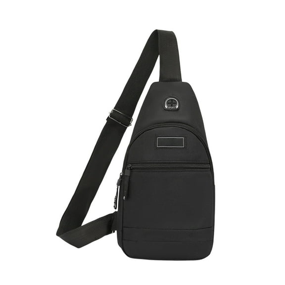 WLOELOEW Black Chest Bag Men Small Backpack Fashion Casual Large Capacity One Shoulder Diagonals Bag Men Bag