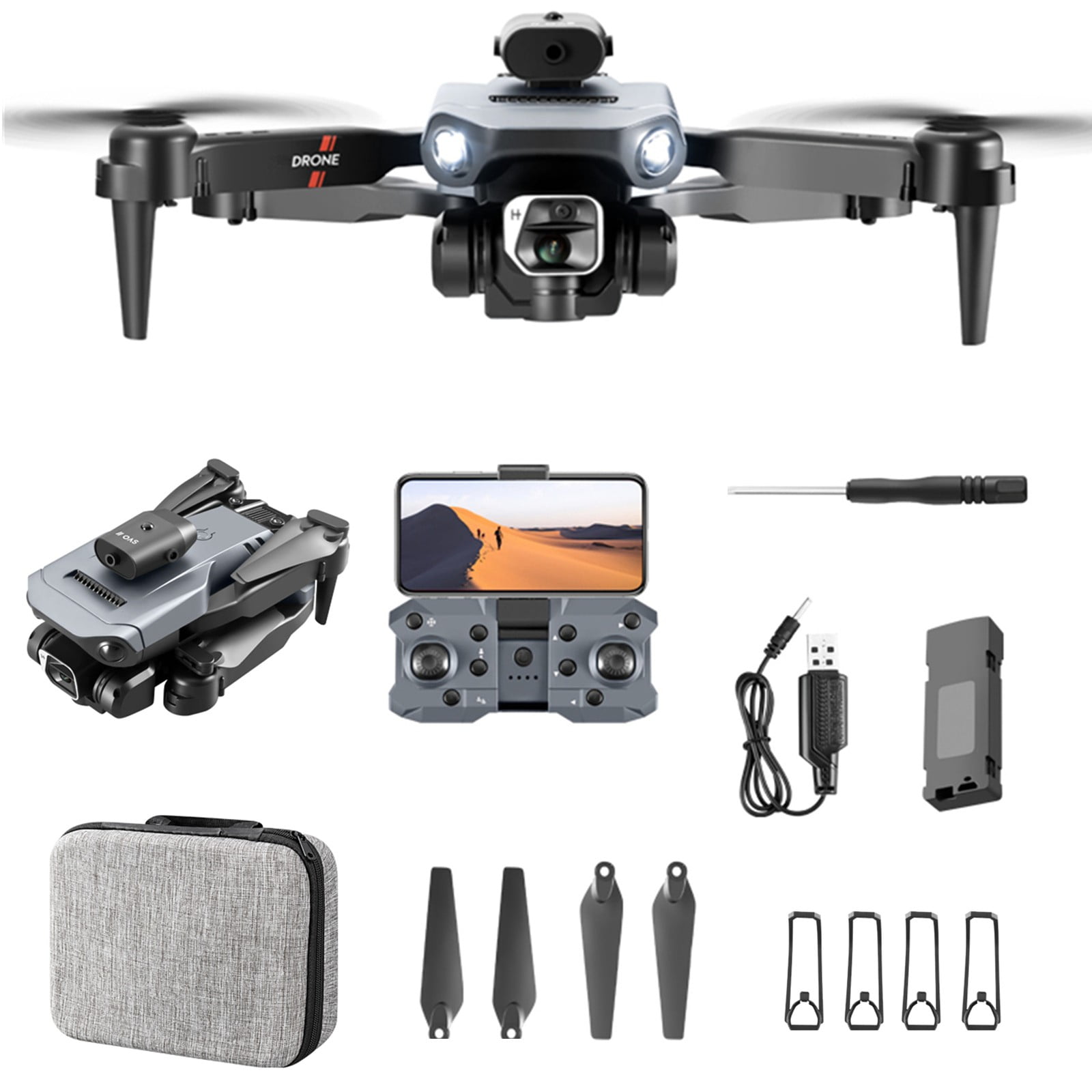 WLOELOEW Black Foldable Drone With Camera Hd 1080P Camera Fpv Drone For ...