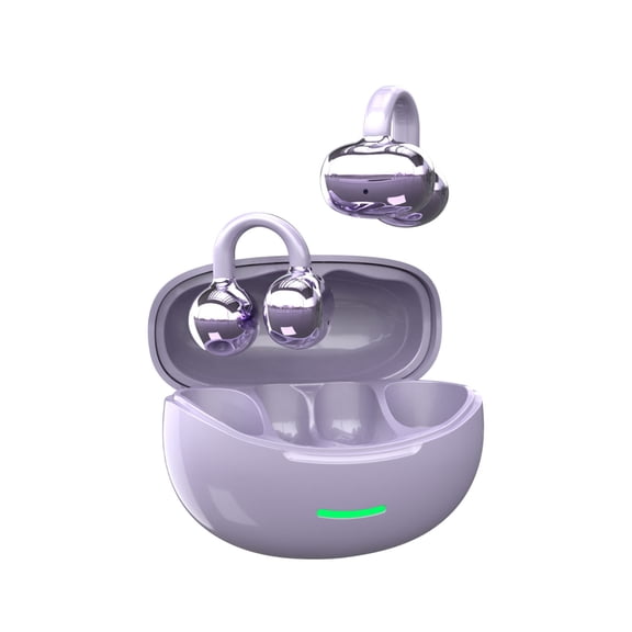 WLOELOEW Purple Earclip Style High Battery Low Latency Comfortable Wearing Without Feeling Double Microphone Noise Reduction 5.4 Bluetooth Openear Earphones