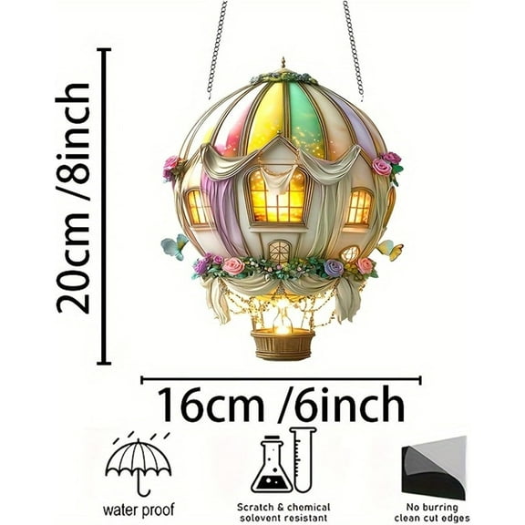 WLOELOEW Solar Hot Air Balloons Flickering Flame Solar Light Hot Air Balloons Solars Garden Light Hanging Acrylic Solars Lanterns For Outside Window Home Decorations