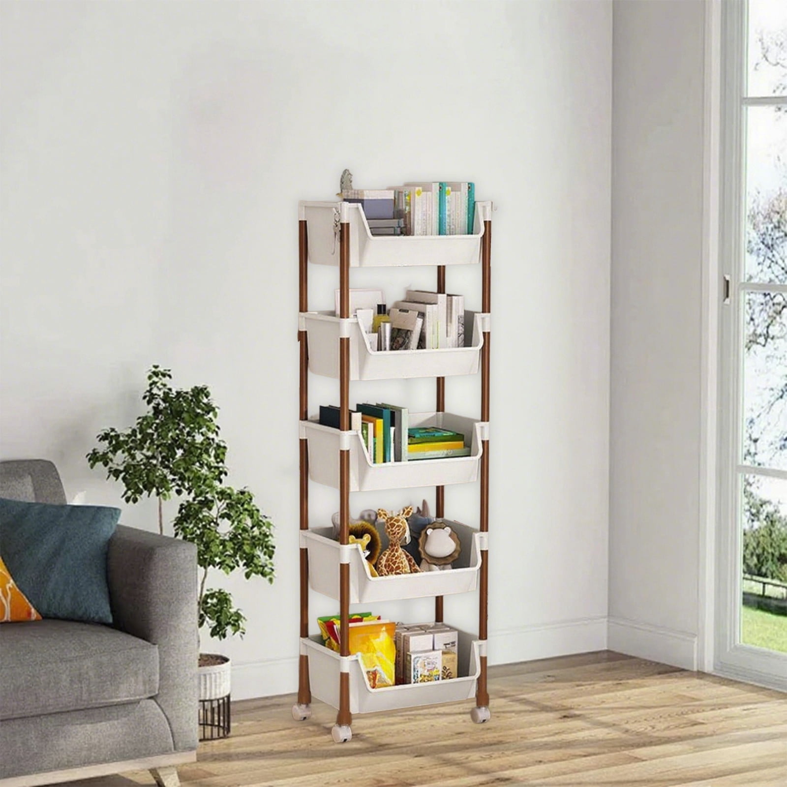 WLOELOEW Storage Rack Multi Layer Storage Cart Mobile Storage Rack With ...
