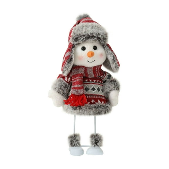 WLOELOEW Style A Spring Bobble Head Snowman Doll With Santa Hat Polyester Fabric Christmas Decorative Figure Desktop Decor Winter Festive Toy A