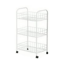 WLOELOEW White Metal 3 Tier Storage Cart For Kitchen Spices Fruits Vegetables Household Organization Removable Baskets