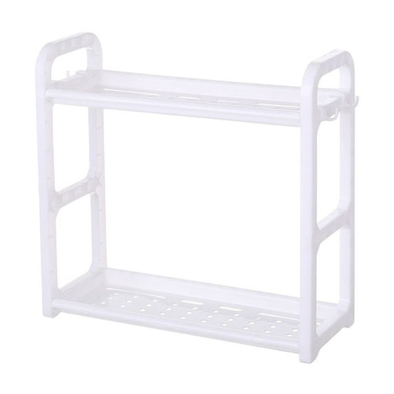 WLOELOEW White Multifunctional Storage Rack Doublelayer Plastic Base ...