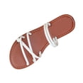 thumbnail image 1 of WLOELOEW Woven Strap Sandals For Women Casual Beach Flat Shoes Two-Way Wear Lightweight Pu Material Foot Length 9.25 Inches Us Size 6, 1 of 9