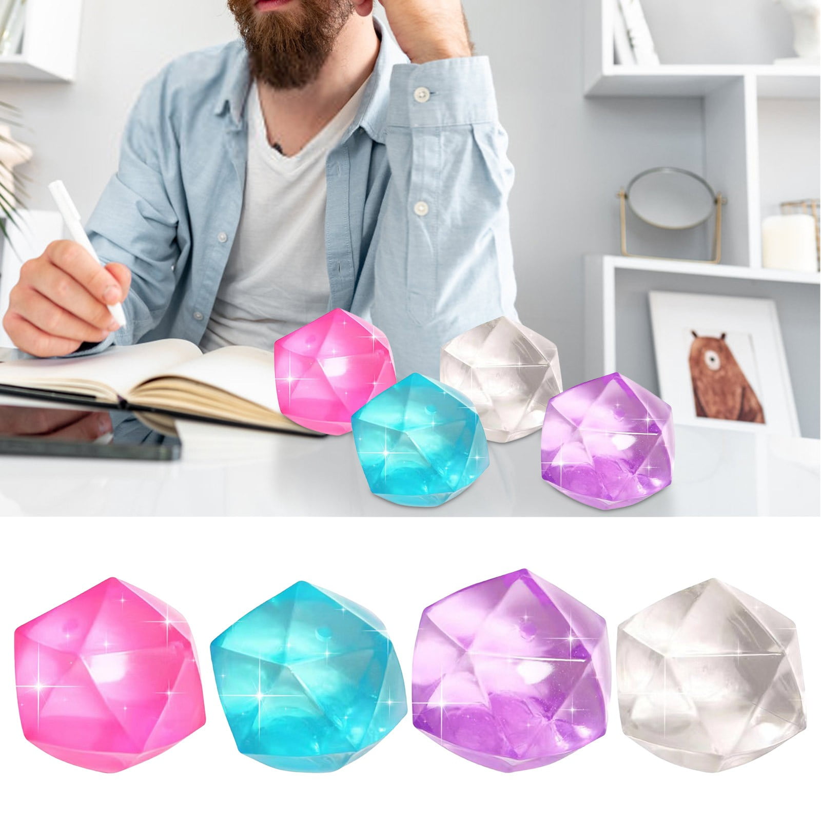 WLOELOEW color Snowflake Ice Cubes Malt Pinch Funs Release Toy Slow ...