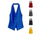 thumbnail image 1 of WLOMHUW Halter V-Neck Suit Vest for Women Single Breasted Tailored Waistcoat with Backless Blue S, 1 of 5