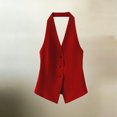 thumbnail image 1 of WLOMHUW Halter V-Neck Suit Vest for Women Single Breasted Tailored Waistcoat with Backless Red S, 1 of 5