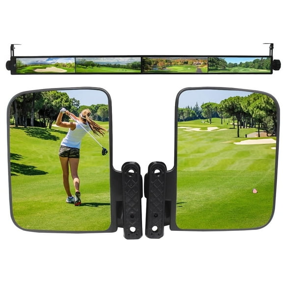 WLOOD Golf Cart Mirror, Cart Side Mirror and 4 Panel Mirror Fits for Club Car EZGO Yamaha Combo Pack