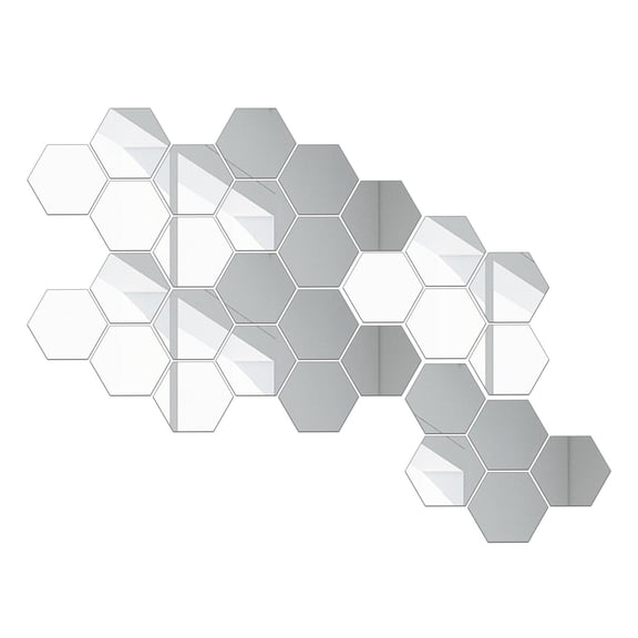 WLPZXP 1 PCS Hexagon Mirror Tiles Wall Stickers 3D Acrylic Mirror Wall Stickers Decor Silver 8x7x4mm