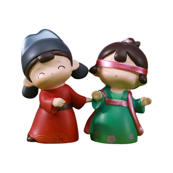 WLPZXP 1 Pair Traditional Young Couple Sculptures Lovers Miniature Art Collection Funny Style B