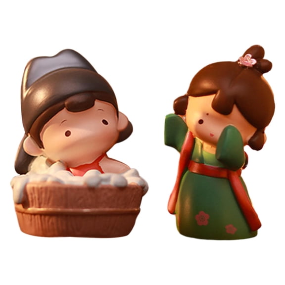 WLPZXP 1 Pair Traditional Young Couple Sculptures Lovers Miniature Art Collection Funny Style C
