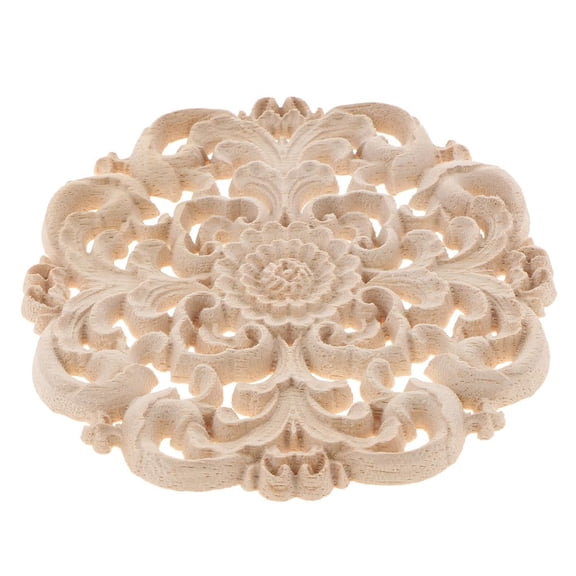 WLPZXP 1 Piece European Style Wooden Flower Applique for Door, Furniture, Window, Decal Size_M